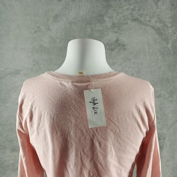 NWT STYLE&CO Basic Top Long Tee M(8-10) Pink Cotton Knit Pullover Casual - Picture 8 of 11